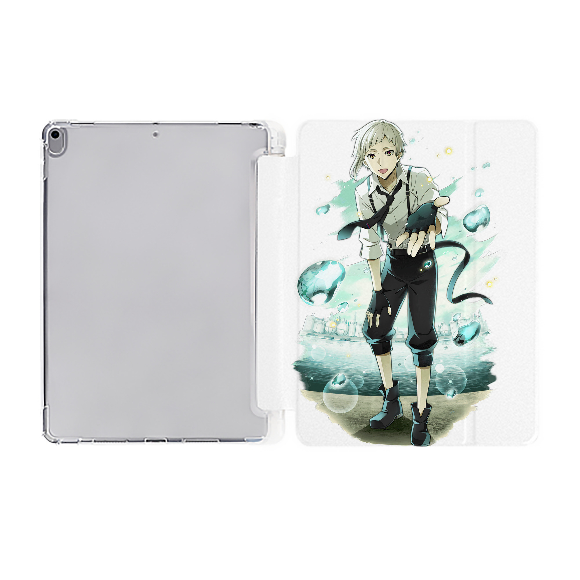 （画像用） 文豪ストレイドッグス Bungo Stray Dogs IPad ケース ペン収納付き 三つ折りスタンド PUレザー×シリコン 対応機種9.5/10.5/10.9インチ